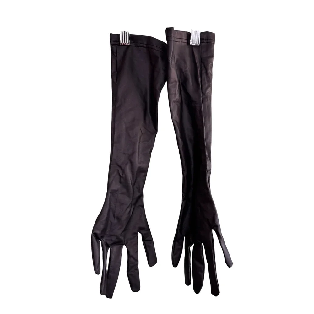 Black Opera Length Stretch Fabric Gloves Formal Evening Costume Accessories OS